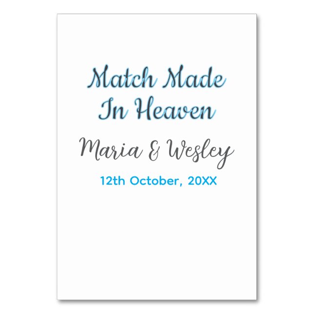 Tarjeta De Mesa Pareja hecha en el cielo azul negro nombre fecha (Anverso)