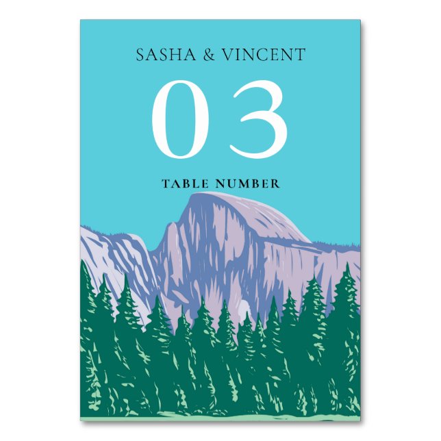 Tarjeta De Mesa Parque nacional Yosemite Boda Retro (Anverso)