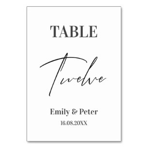 Tarjeta De Mesa Partido minimalista Moderno de BODA número DOCE