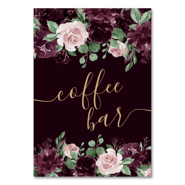 Tarjeta De Mesa Pasión amorosa | Dramática barra de café morado (Anverso)