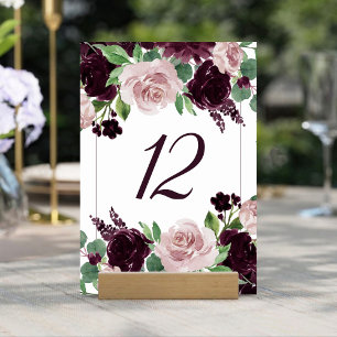 Tarjeta De Mesa Pasiones amorosas Dramático Marco floral de vino