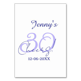 Tarjeta De Mesa Pastel celebra 30 cumpleaños nombre elegante púrpu