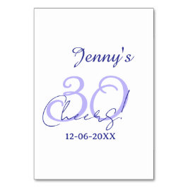 Tarjeta De Mesa Pastel cheers 30th birthday purple elegant name da