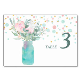 Tarjeta De Mesa Pastel Confetti Mason Jar Tabla Boda