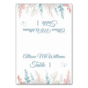 Tarjeta De Mesa Pastel Coral Reef-Beach Wedding-Ícono vegetariano