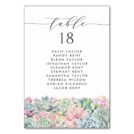 Tarjeta De Mesa Pastel de color de agua Suculentos Asientos Bodas