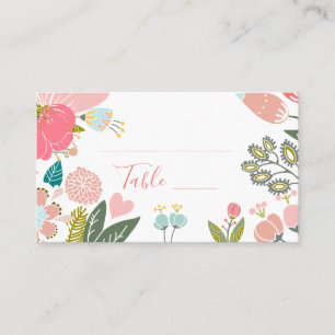 Tarjeta De Mesa Pastel de flores silvestres coloridas pradera boda