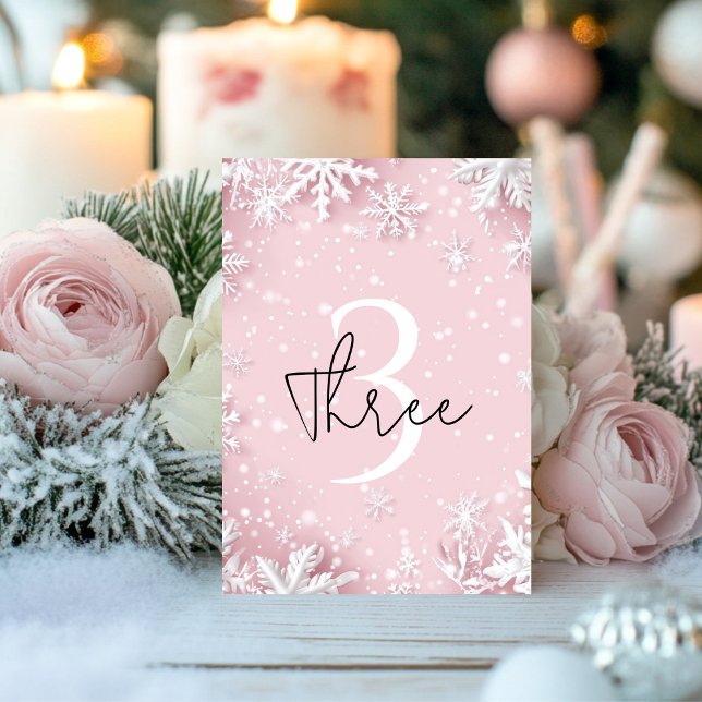 Tarjeta De Mesa Pastel de invierno rosa Wonderland Snowflake (Subido por el creador)