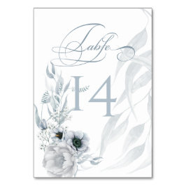 Tarjeta De Mesa Pastel Dusty Blue Cream Watercolor Floral