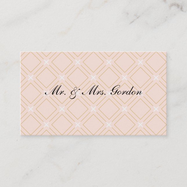 Tarjeta De Mesa Pastel Peach y Geométrica de Oro (Anverso)
