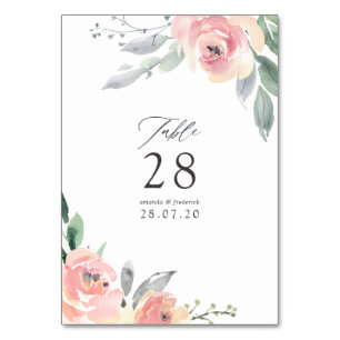 Tarjeta De Mesa Pastel Rubor Boda Floral Rosa