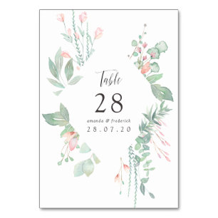 Tarjeta De Mesa Pastel Rubor Greenery Boda