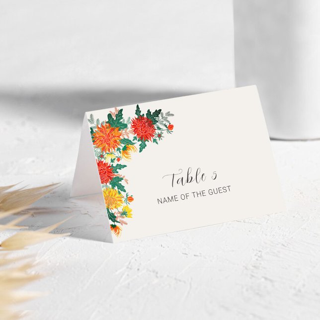 Tarjeta De Mesa Pastel Spring Dahlia Flowers Wedding Place Card (Subido por el creador)