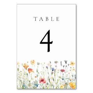Tarjeta De Mesa Pastel Wildflower Wedding Table Number