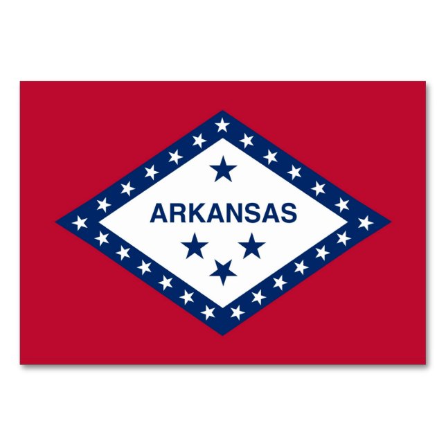Tarjeta de mesa patriótica con bandera de Arkansas (Anverso)