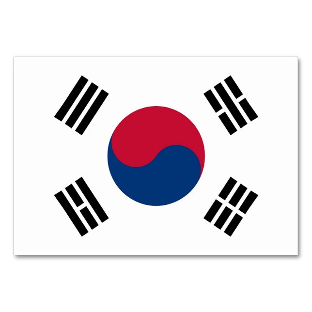 Tarjeta de mesa patriótica con bandera de Corea de (Reverso)