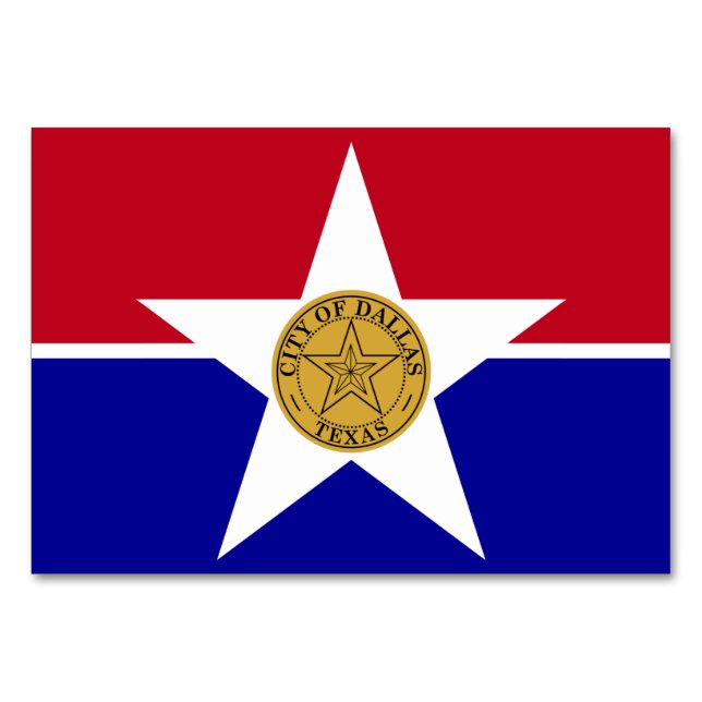 Tarjeta de mesa patriótica con bandera de Dallas (Anverso)