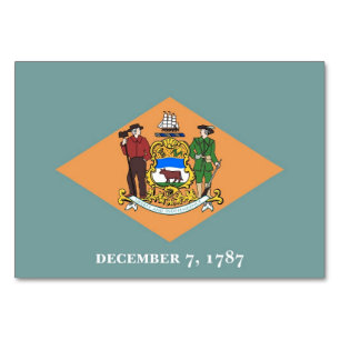 Tarjeta de mesa patriótica con bandera de Delaware