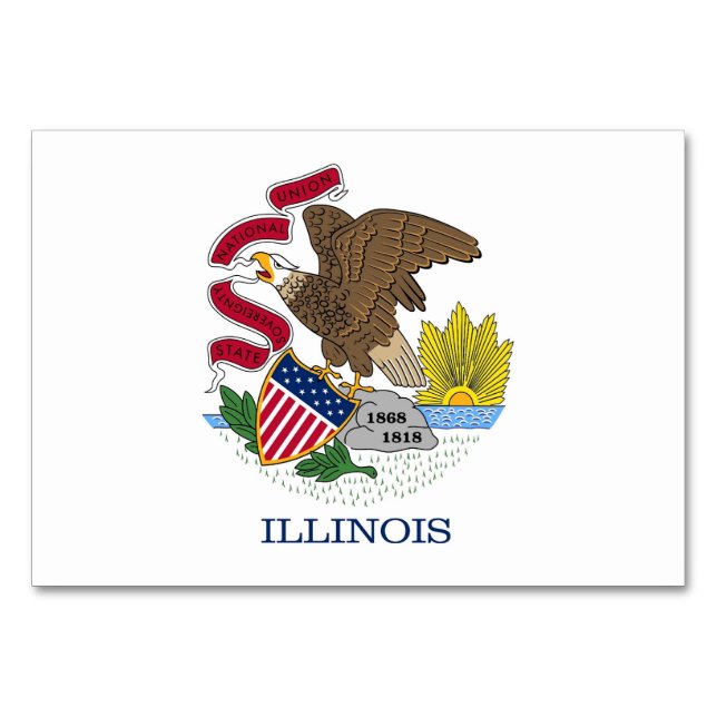 Tarjeta de mesa patriótica con bandera de Illinois (Anverso)