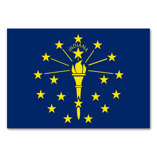 Tarjeta de mesa patriótica con bandera de Indiana (Reverso)
