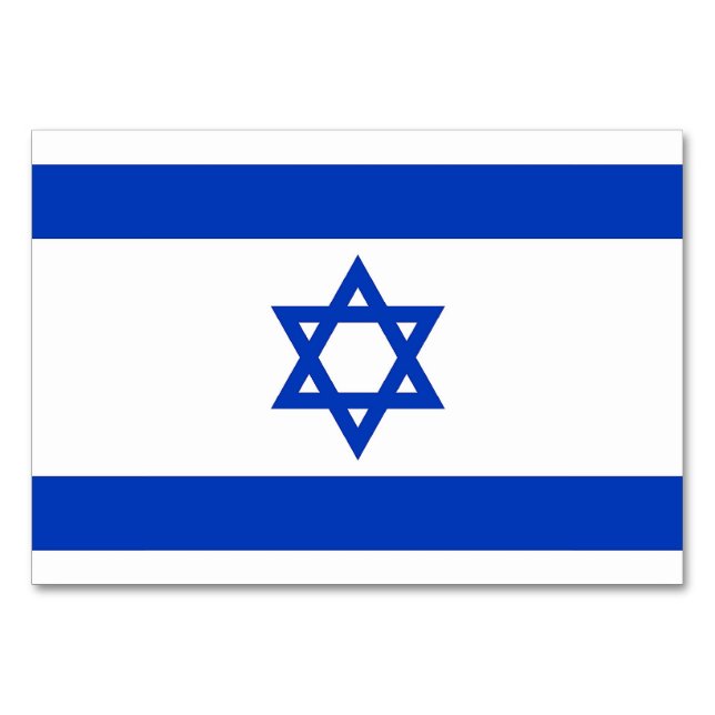 Tarjeta de mesa patriótica con bandera de Israel (Reverso)