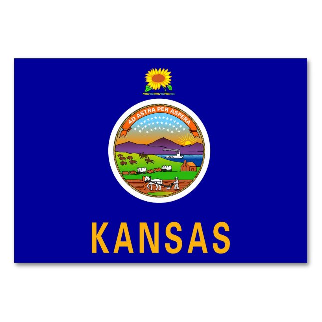 Tarjeta de mesa patriótica con Bandera de Kansas (Anverso)
