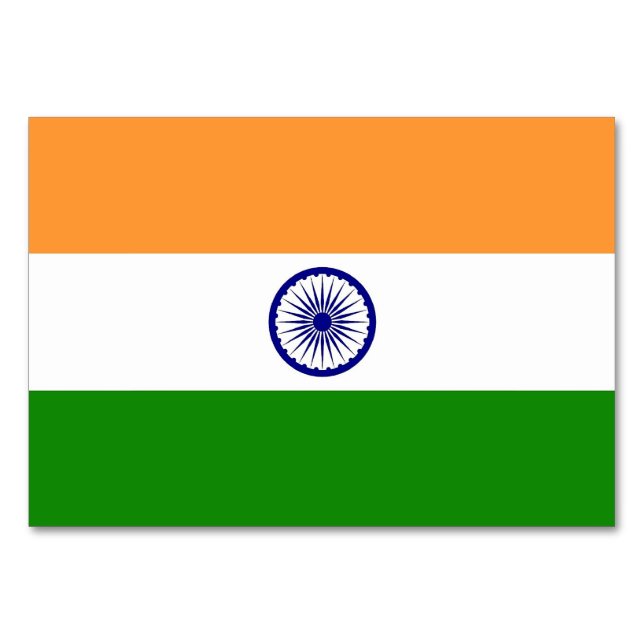 Tarjeta de mesa patriótica con bandera de la India (Reverso)