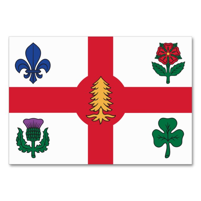 Tarjeta de mesa patriótica con bandera de Montreal (Anverso)
