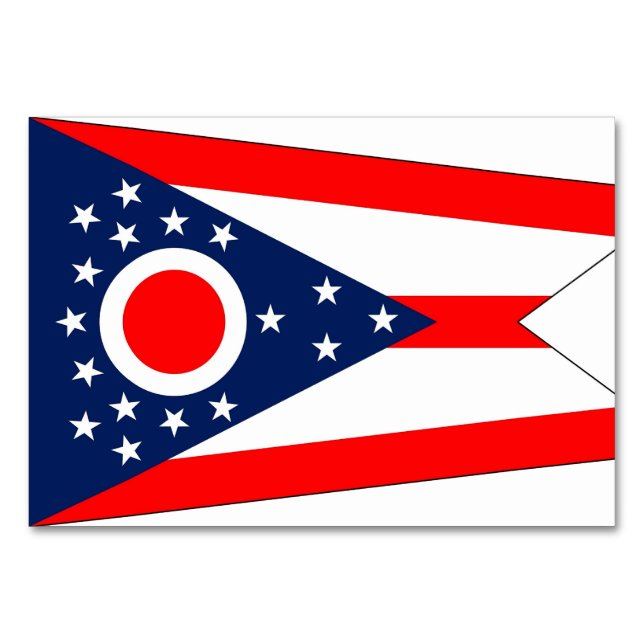 Tarjeta de mesa patriótica con bandera de Ohio (Reverso)