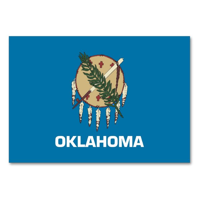 Tarjeta de mesa patriótica con bandera de Oklahoma (Reverso)