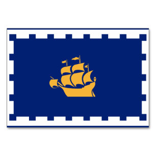 Tarjeta de mesa patriótica con bandera de Quebec