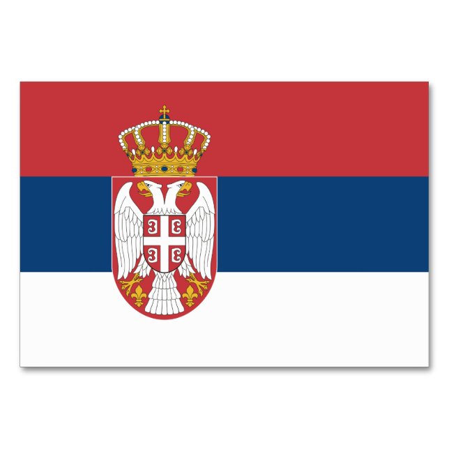 Tarjeta de mesa patriótica con bandera de Serbia (Reverso)