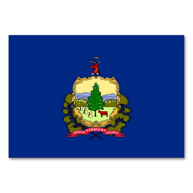 Tarjeta de mesa patriótica con bandera de Vermont (Reverso)