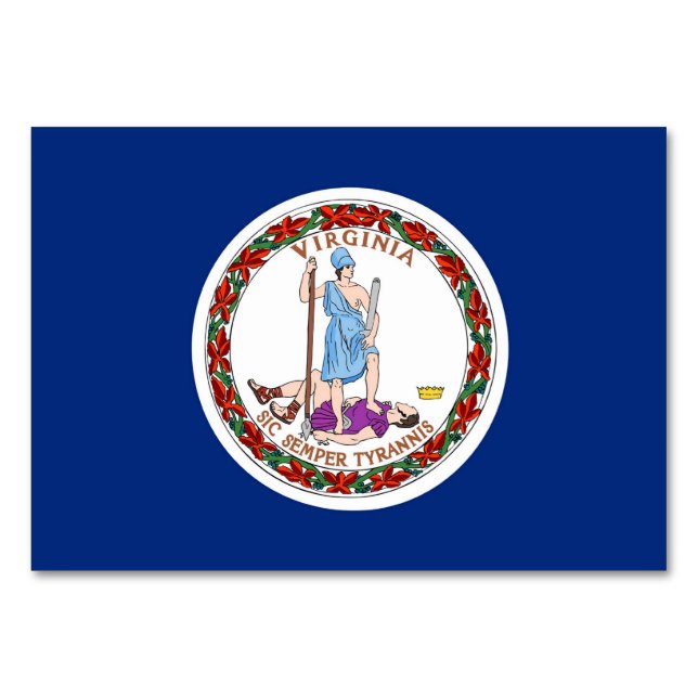 Tarjeta de mesa patriótica con bandera de Virginia (Reverso)