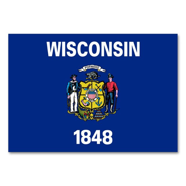 Tarjeta de mesa patriótica con bandera de Wisconsi (Reverso)