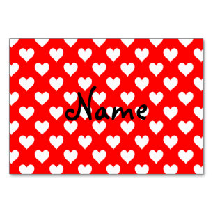 Tarjeta De Mesa Patrón cardíaco blanco y rojo personalizado