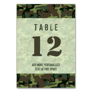 Tarjeta De Mesa Patrón de camuflaje verde marrón marrón personaliz