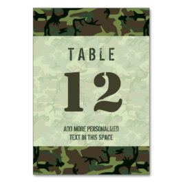 Tarjeta De Mesa Patrón de camuflaje verde marrón marrón personaliz
