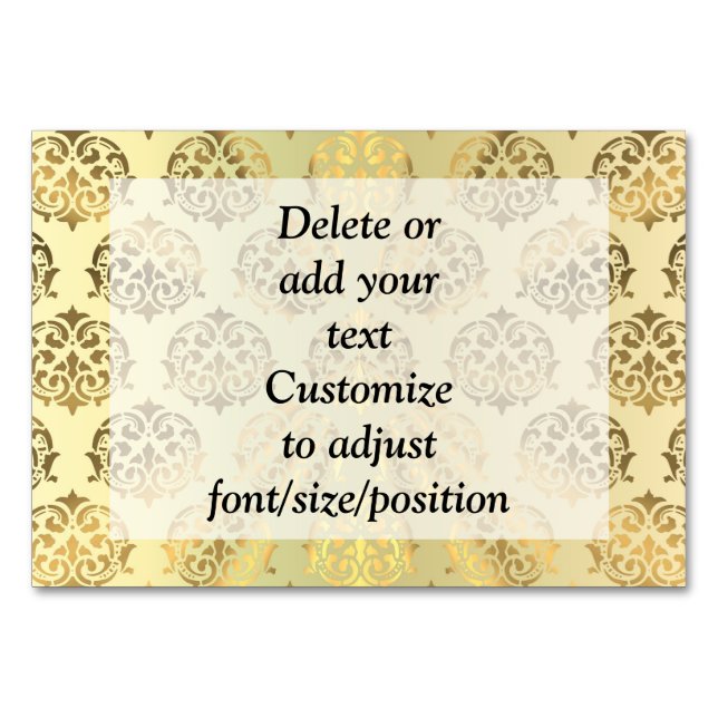Tarjeta De Mesa Patrón de damasco de oro (Anverso)