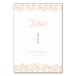 Tarjeta De Mesa Patrón de flor de moda minimalista Peach Fuzz