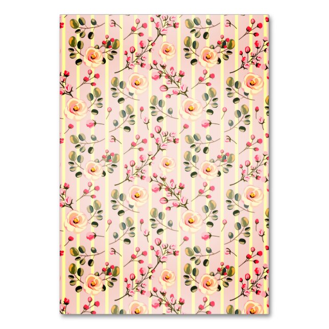 Tarjeta De Mesa Patrón de franja floral rosa suave (Anverso)