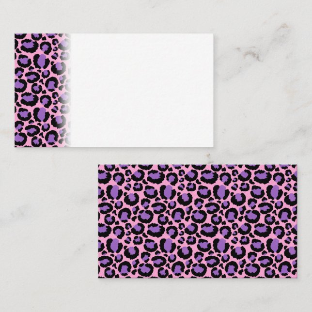 Tarjeta De Mesa Patrón de leopardo violeta rosado de chita (Anverso / Reverso)