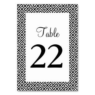 Tarjeta De Mesa Patrón de llave griega diagonal en blanco y negro