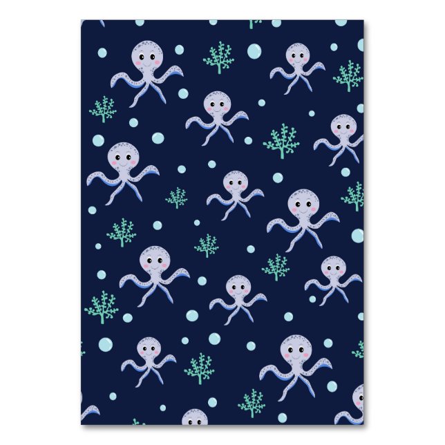 Tarjeta De Mesa Patrón de pulpo bajo el mar (Anverso)