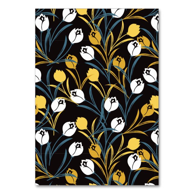 Tarjeta De Mesa Patrón elegante de flor tulipán (Anverso)