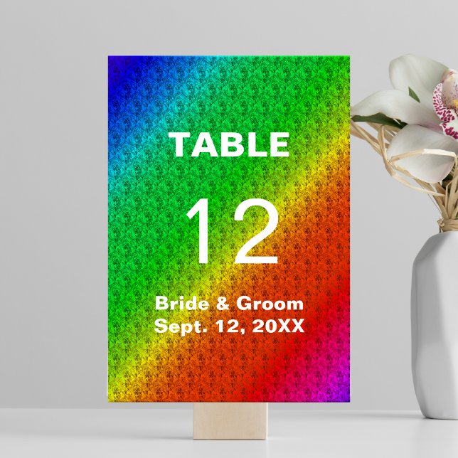 Tarjeta De Mesa Patrón floral Arcoiris Boda otoño (Floral Pattern Rainbow Autumn Wedding Table Number)