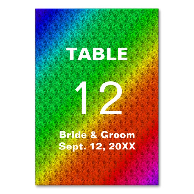 Tarjeta De Mesa Patrón floral Arcoiris Boda otoño (Anverso)