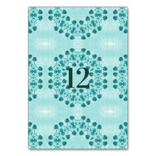 Tarjeta De Mesa Patrón floral, azul Verde azulado