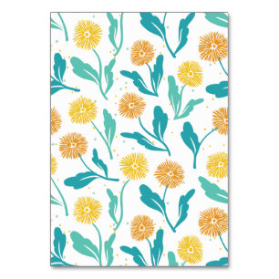 Tarjeta De Mesa Patrón floral de Dandelion amarillo - Inspirado en