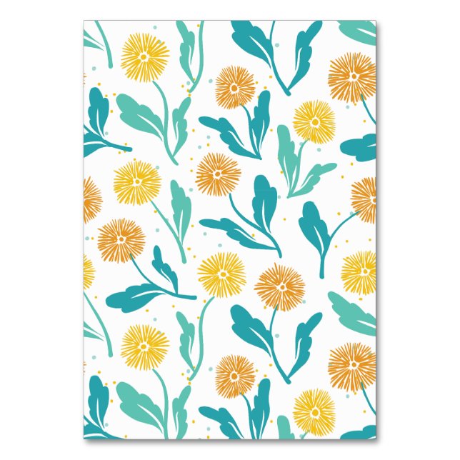 Tarjeta De Mesa Patrón floral de Dandelion amarillo - Inspirado en (Anverso)